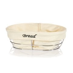 BEYAZ BEZLİ OVAL EKMEK SEPETİ 26*17*6,5 CM
